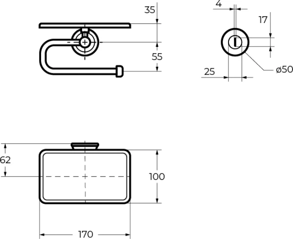 Держатель туалетной бумаги Cezares Liberty CZR-F-8989 с полкой для телефона