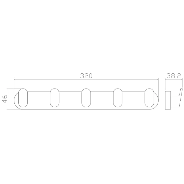 Планка с крючками Wonzon & Woghand Carbon WW-7755 для ванны, черный матовый