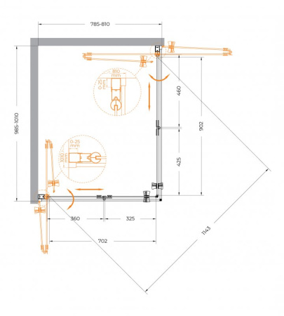 душевой уголок cezares eco 80x100 eco-o-ash-2-80/100-c-cr профиль хром стекло прозрачное