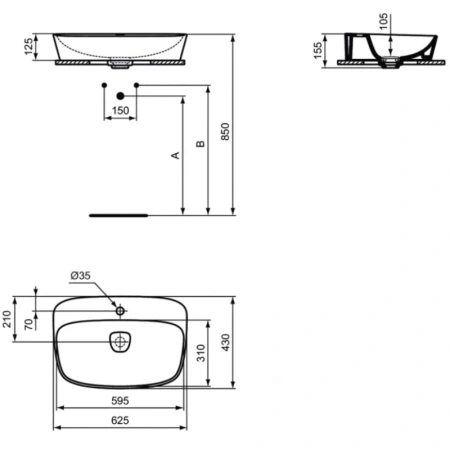 раковина чаша ideal standard dea 62 см (t044501)