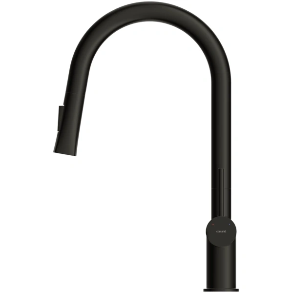 смеситель для кухни cersanit melar a68228 с выдвижным изливом, черный матовый