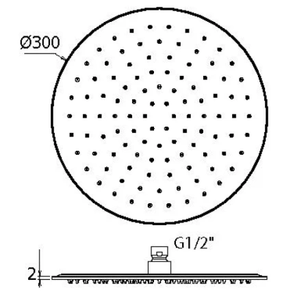 верхний душ plumberia selection sat3178cs 300 мм, матовый хром