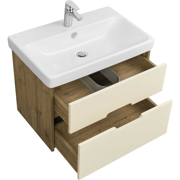 тумба под раковину aquaton оливия 70 1a254301olvg0 подвесная бежевый дуб велл