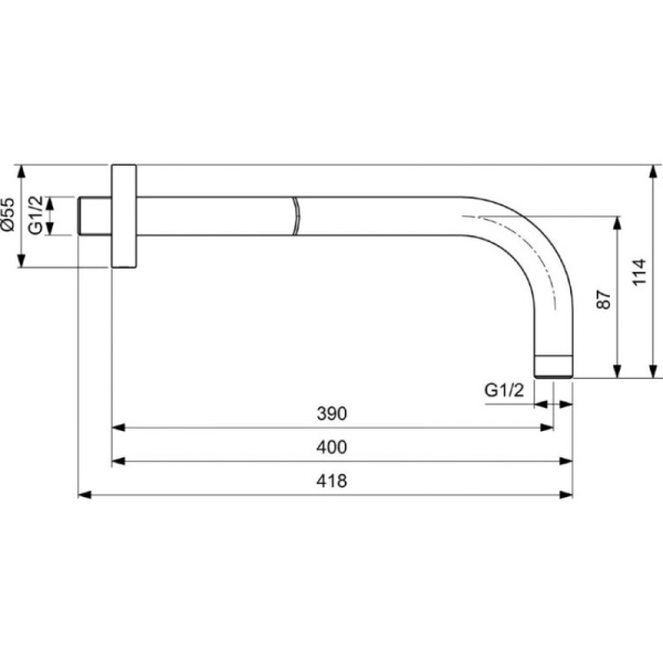 кронштейн для верхнего душа 400 мм ideal standard b9445xg