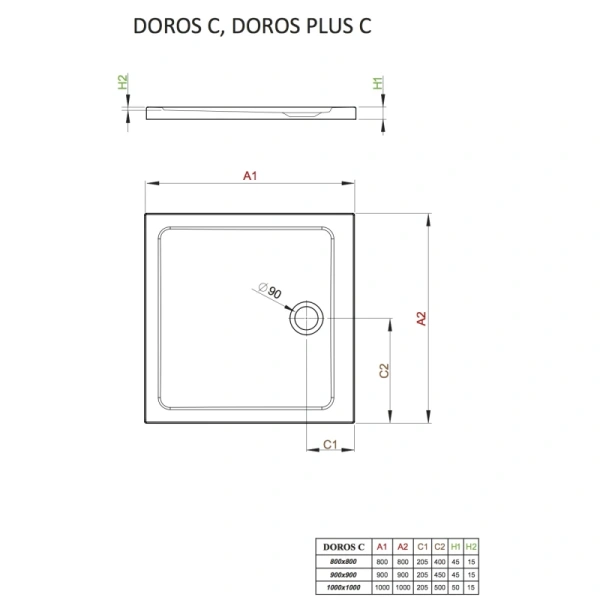 душевой поддон 80×80 см radaway doros plus c sdrpc8080-01