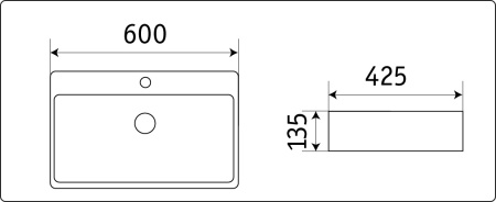 раковина накладная ceramalux серия n d 1338, белый