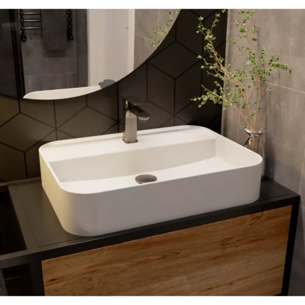 смеситель для раковины aquame monza aqm6310gm без донного клапана, оружейная сталь