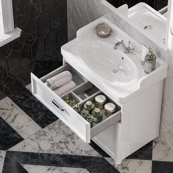 тумба под раковину kerama marazzi pompei po.m.80.1\wht 80 с 1 ящиком и 2 дверками, цвет белый