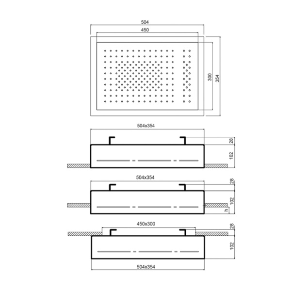 верхний душ 50х35см fantini acqua zone 79 38 k021 блестящая натуральная сталь