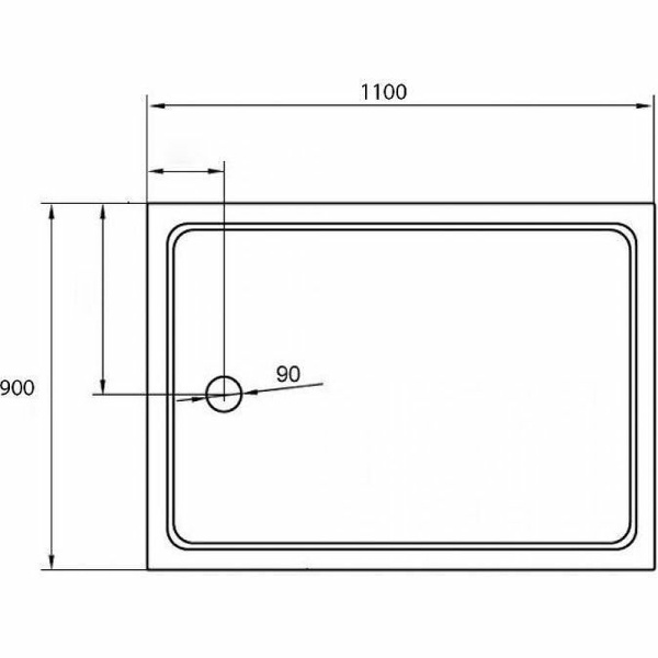 акриловый поддон для душа cezares tray a 110x90 tray-a-ah-110/90-15-w белый
