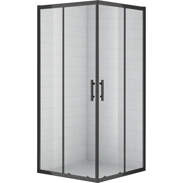 душевой уголок cezares eco 90x90 eco-o-a-2 профиль черный стекло прозрачное