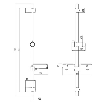 душевая штанга lemark lm3775gm графит