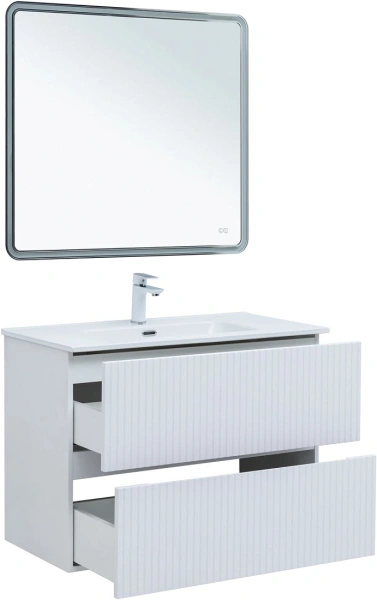 тумба под раковину aquanet джейн 90 подвесная, белая матовая, 00313287