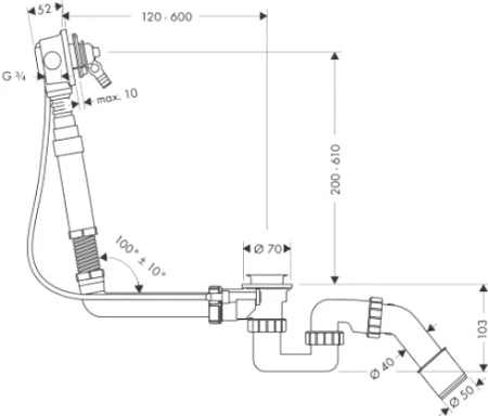 слив-перелив hansgrohe exafill s 58116180 хром