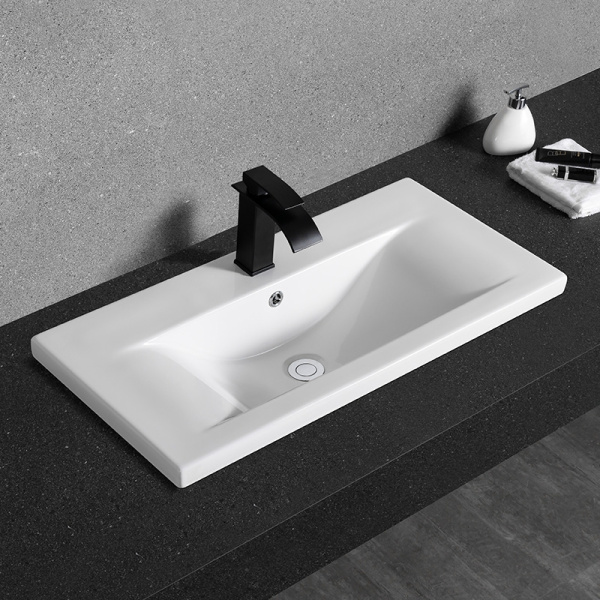 раковина в ванную накладная/полувстраиваемая 81 см ceramalux 9393-80 белая