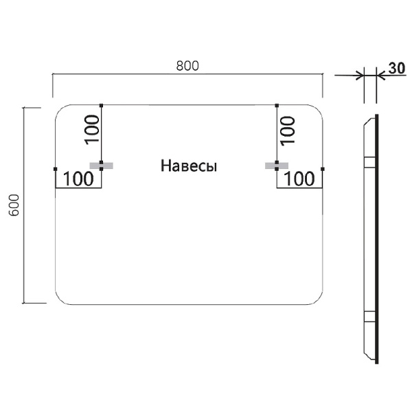 зеркало vincea 80 vlm-3vc800b-2 с подсветкой черное с сенсорным выключателем с подогревом и диммером