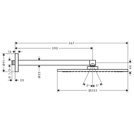 верхний душ axor showersolutions 26034820 с настенным держателем шлифованный никель