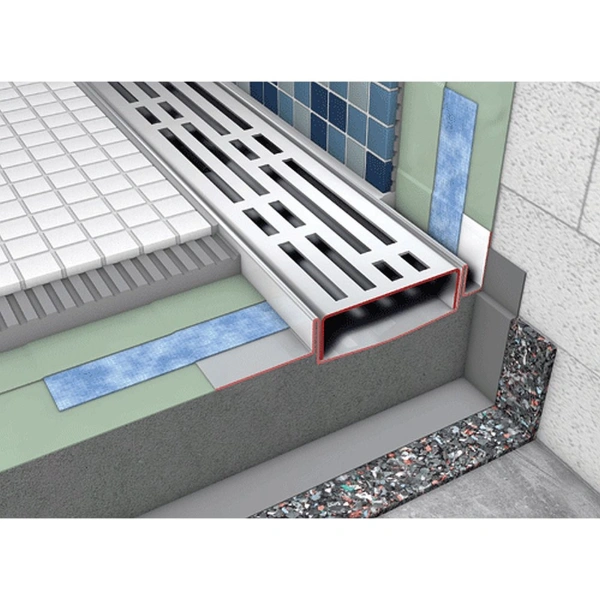 душевой лоток tece tecedrainline 600900 90 см, прямой, без крышки, с гидроизоляцией seal system, серебристый металлик