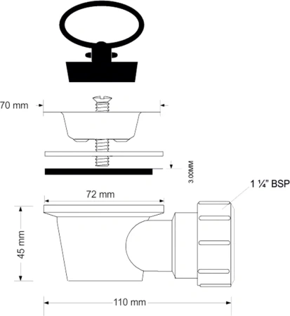донный клапан mcalpine mrww2e для раковины, без перелива, белый