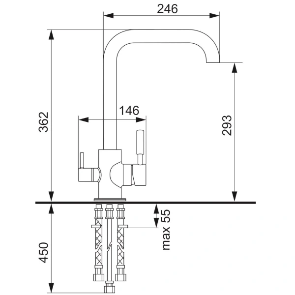 смеситель для кухни с подключением к фильтру ulgran уголь uq-019-07