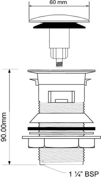 донный клапан mcalpine cw60-cb для раковины, с переливом, хром