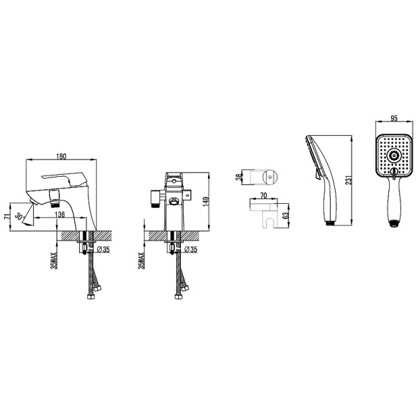 смеситель на борт ванны lemark unit lm4515c хром