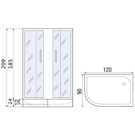 душевой уголок river don xl 120x90 mt r 10000008320 с поддоном