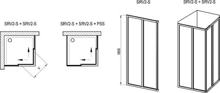 душевая дверь ravak supernova srv2-75 195 s 14v301o211 профиль белый, пластик pearl
