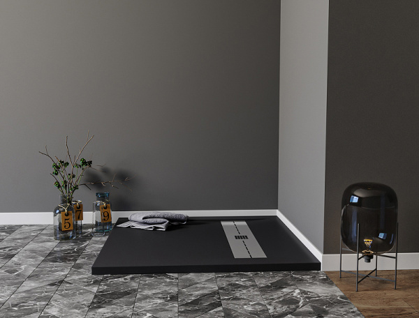 душевой поддон aquanet delight 00258896 из искусственного камня, 90×90 см, черный