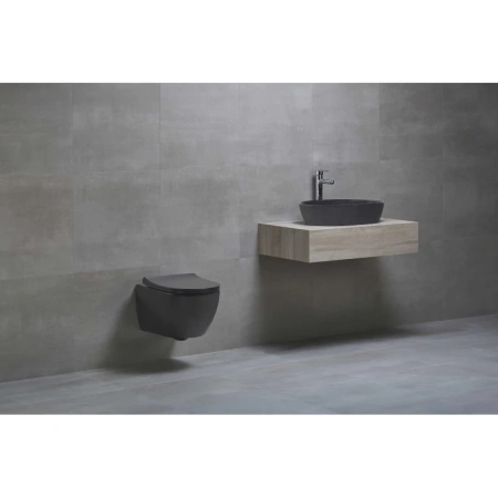 унитаз подвесной bewash bogen 88303270 с сиденьем микролифт, черный матовый