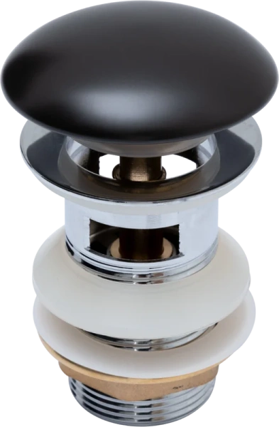 Донный клапан Aquanet 333929 для раковины, с переливом, матовый черный