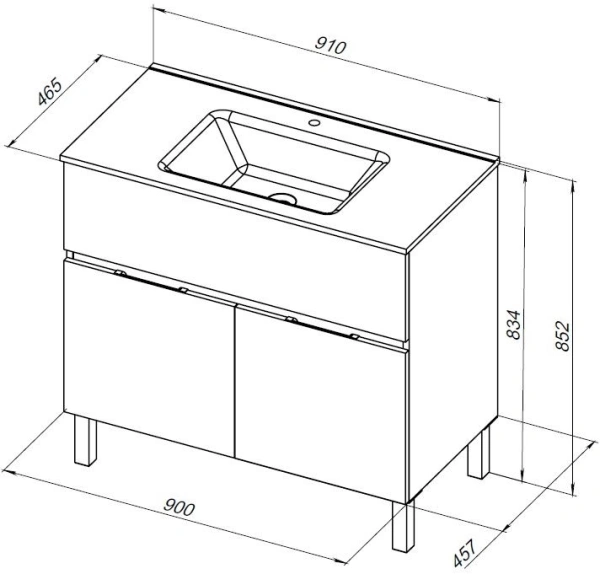 тумба под раковину aquanet алвита new 90 1 ящик, 2 дверцы, дуб веллингтон белый, 00303912