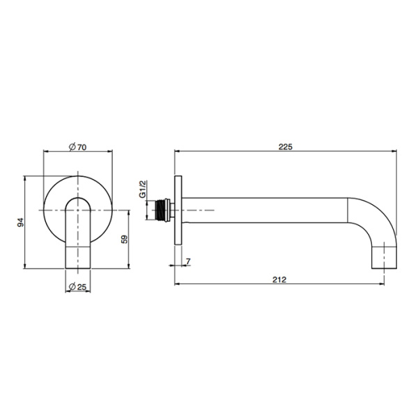 излив для ванны fima carlo frattini wellness f2929cs, настенный, длина: 20.7см., цвет черный хром