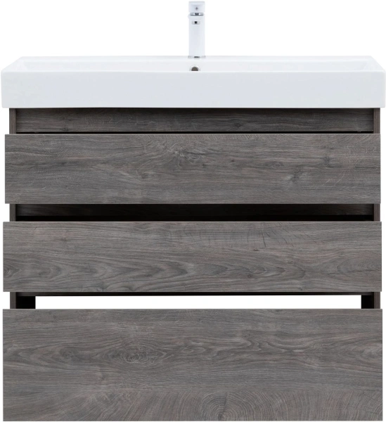 тумба под раковину aquanet nova lite 100 напольная, дуб рошелье, 3 ящика, 00302479