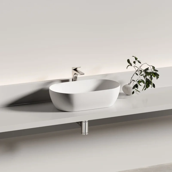 раковина накладная ceramicanova twist овальная 50 см цвет белый матовый cn12001mw