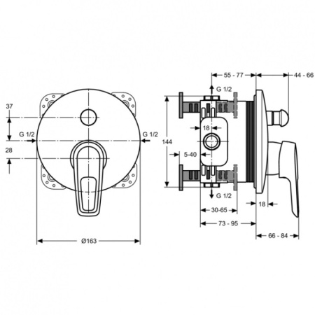 смеситель для ванны с душем ideal standard ceramix blue a5664aa
