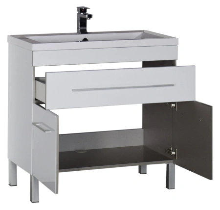 тумба под раковину aquanet верона 90 белая, 1 ящик, 2 двери, 00182708