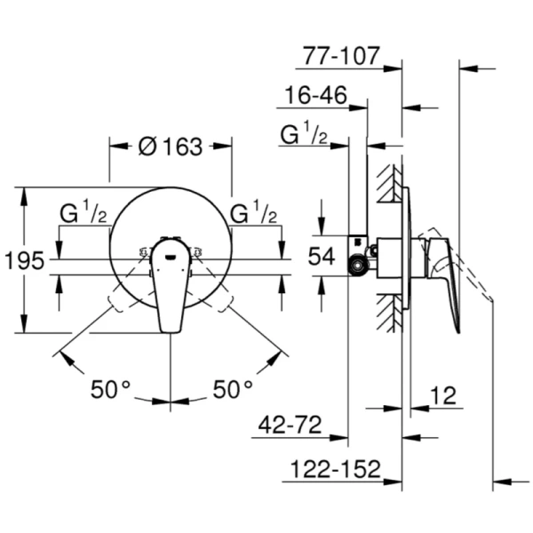 смеситель для душа grohe bauedge new 29078001