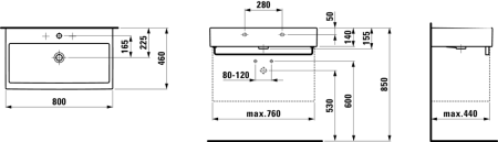 накладная раковина в ванную 80 см laufen living city 8.1743.6.000.108.1