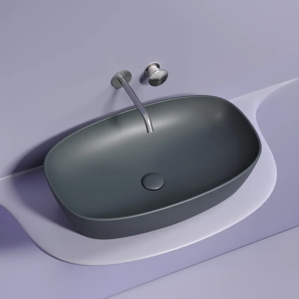 раковина ceramicanova element cn6049mdh накладная, 60x38 см, темный антрацит матовый