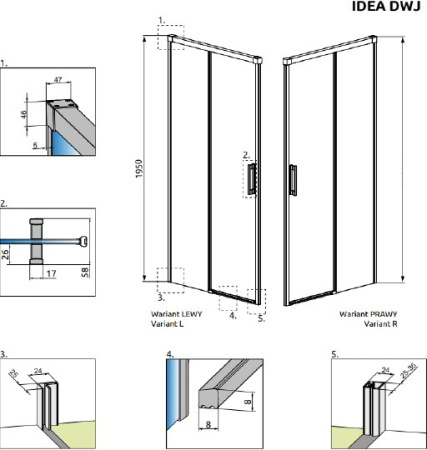 душевая дверь radaway idea dwj 130 right 387017-01-01r прозрачное