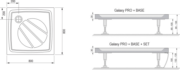 душевой поддон из искусственного камня ravak perseus pro 80×80 xa034401010 белый