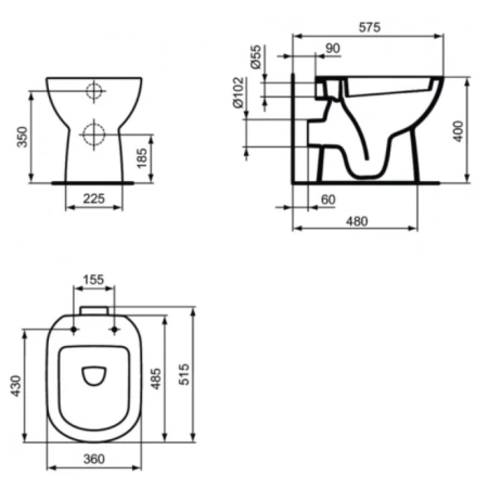 приставной унитаз ideal standard i.life a t467301