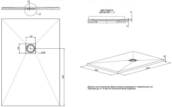 поддон для душевой кабинки из искусственного камня allen brau priority 120×80 8.31006-am антрацит