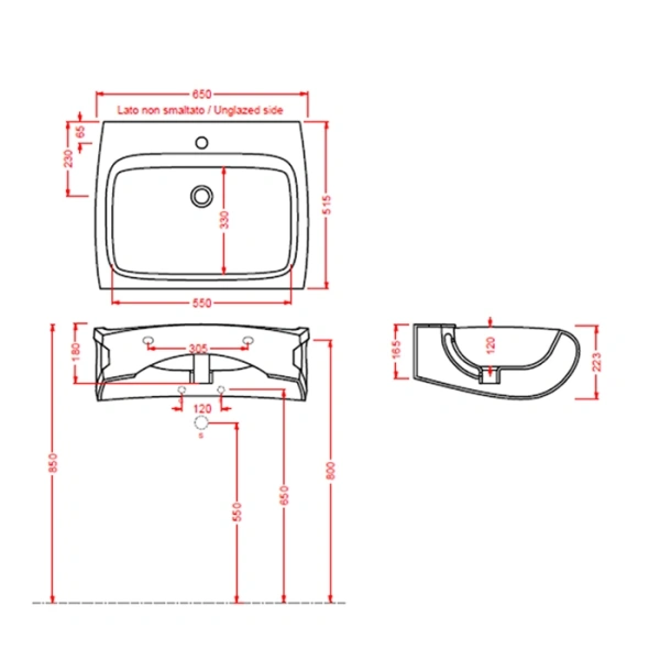 artceram/hidra hi-line раковина 65х50 см, 1 отв., подвесная, цвет: черный