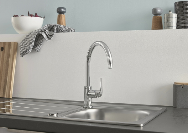 кухонная мойка со смесителем grohe k200 31562sd1 нержавеющая сталь