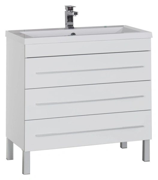 тумба под раковину aquanet верона 100 белая (напольная 3 ящика), 00178471