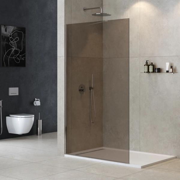 душевая перегородка cezares liberta 120 liberta-l-1-tb-120-br-cr профиль хром стекло бронзовое