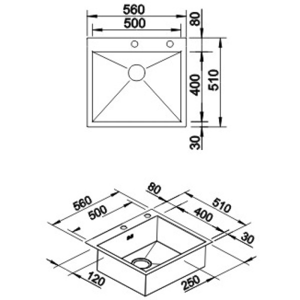кухонная мойка blanco zerox 500-if/a infino зеркальная полированная сталь 521630