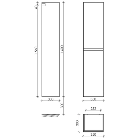 шкаф-пенал sancos cento подвесной белый глянцевый 35 см. арт. pcn35w